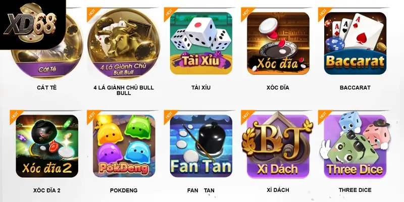 Các thể loại game bài phổ biến tại XD68